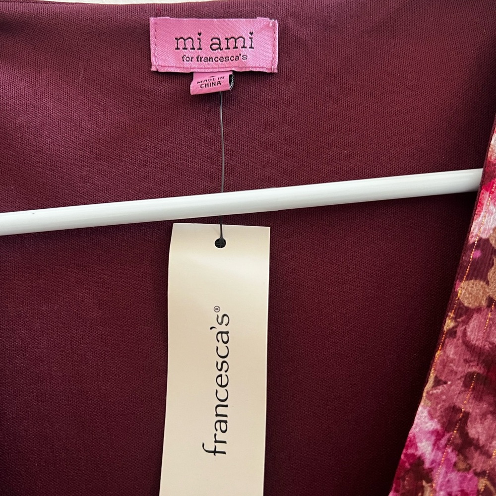 Mi Ami for Francesca’s Floral Wrap Dress S Ruffle Hem Sheer Overlay NWT - Picture 5 of 7